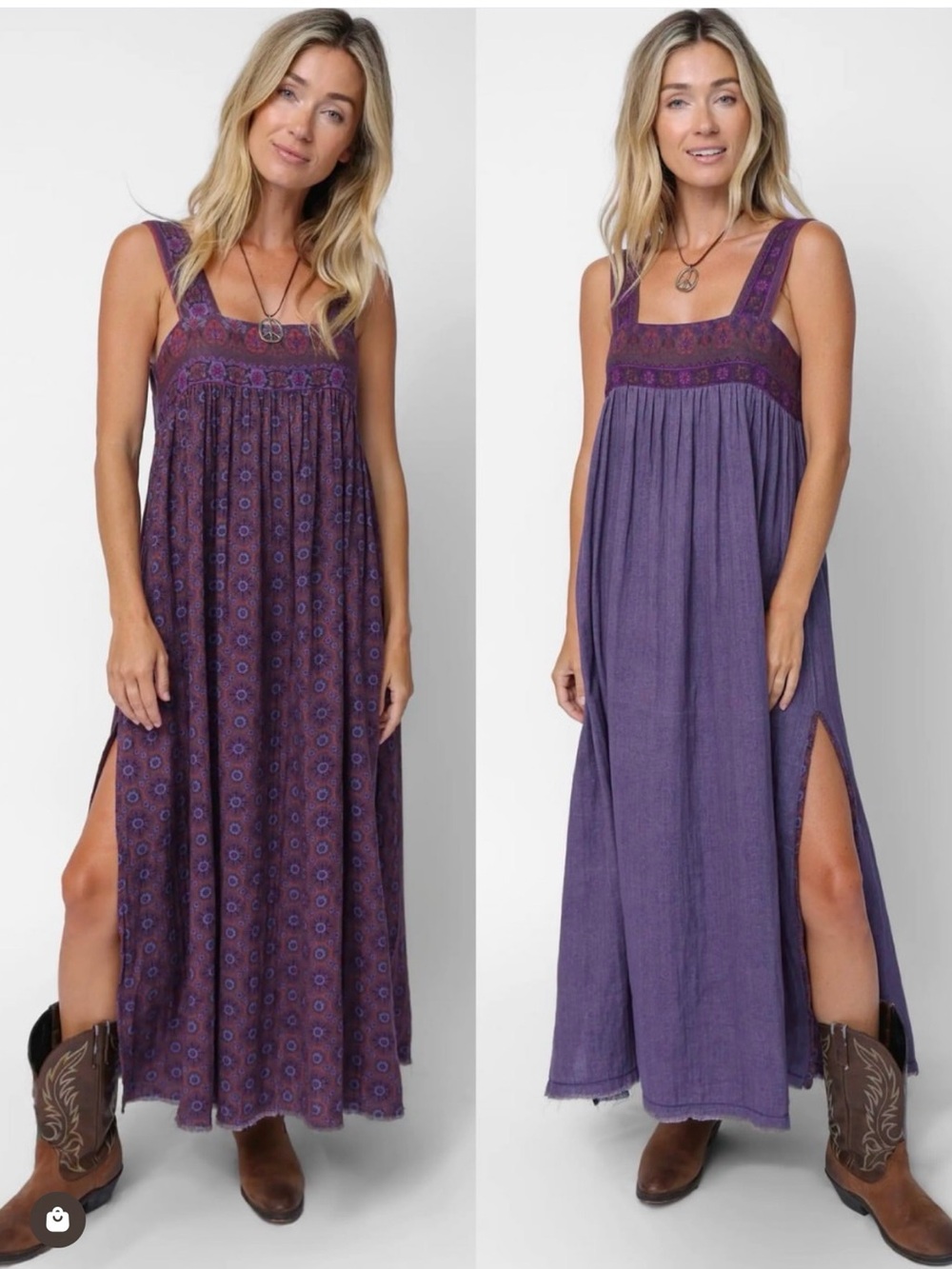 Natural Life Tricia Reversible Cotton Gauze Maxi Dress Purple Small
